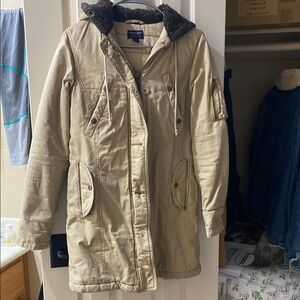 American Eagle Outfitters Tan Utility Jacket with Hood